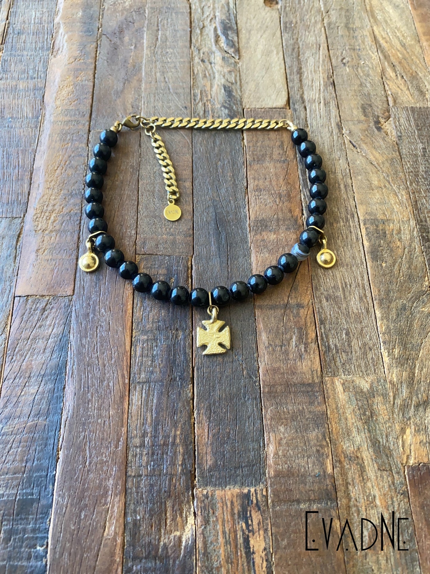 Divine Fortune Choker -- Black Tourmaline + Adinkra Mmusuyidee charm