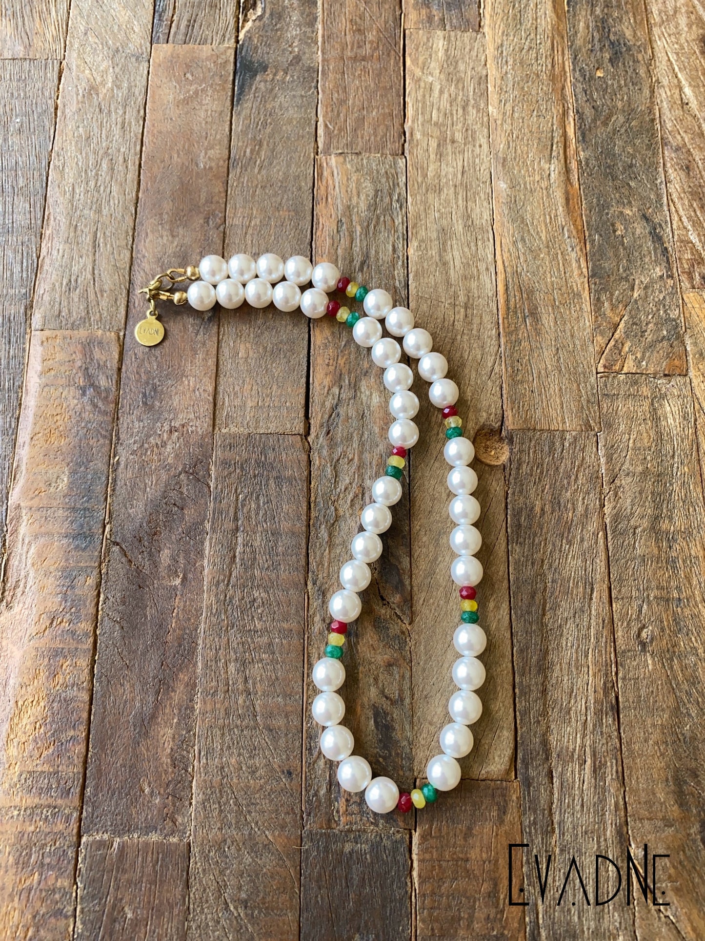 Pearl + jade Rasta necklace