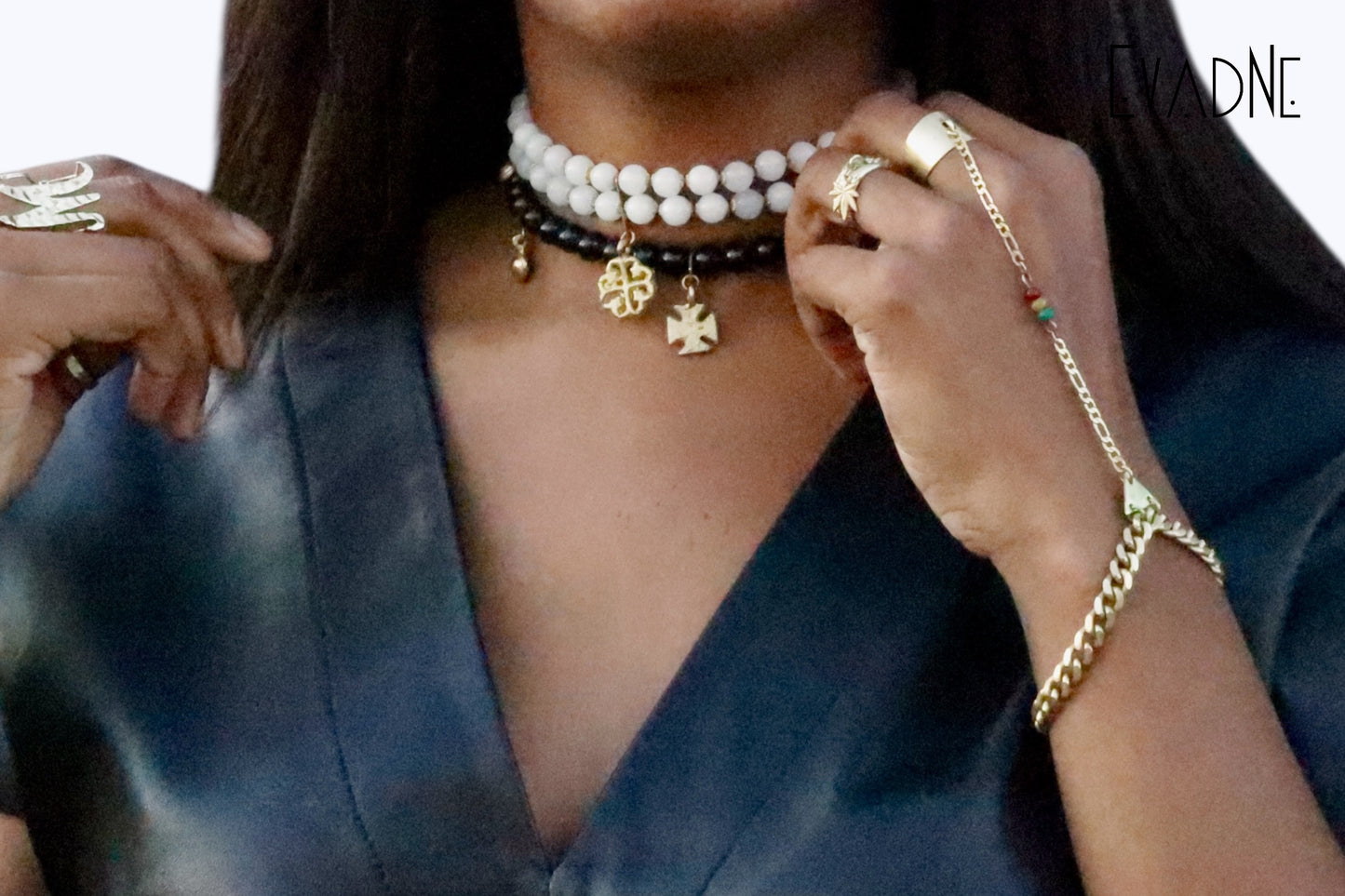 Divine Fortune Choker -- Black Tourmaline + Adinkra Mmusuyidee charm