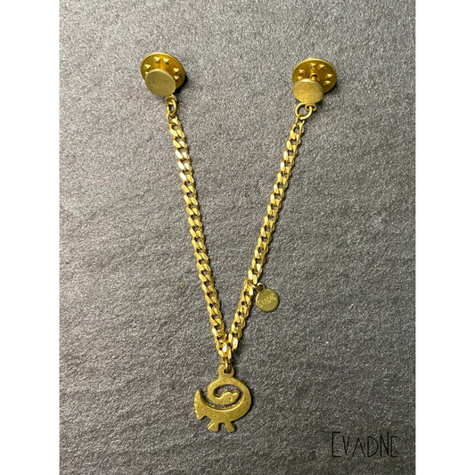 Sankofa Adinkra hat pin chain in gold-tone brass with rolo chain