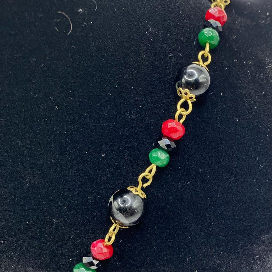 Zamani Protection beads -- Tourmaline + jade Adinkra Rosary
