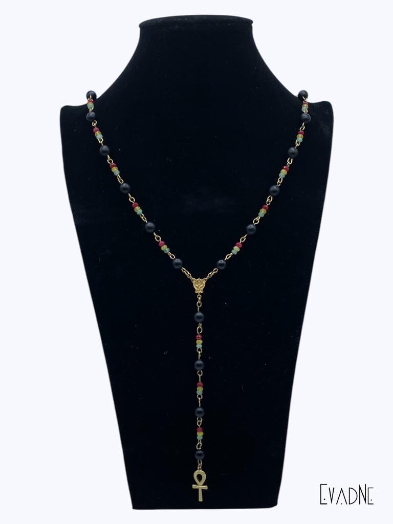 Black Nile -- Agate + jade Rasta Rosary