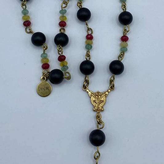 Black Nile -- Agate + jade Rasta Rosary