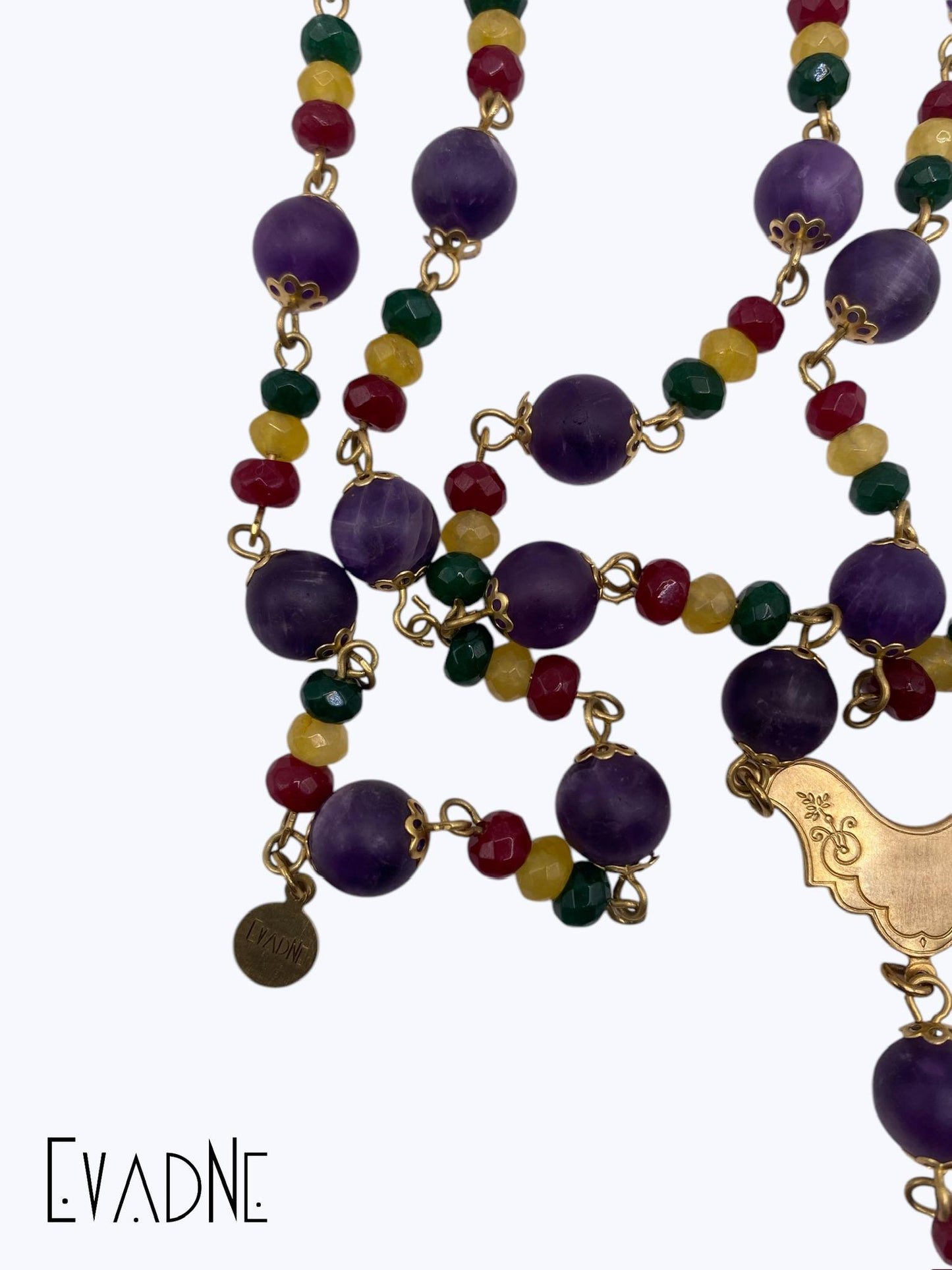 Amethyst Rasta Rosary with Jade Gems & Cowrie Shell