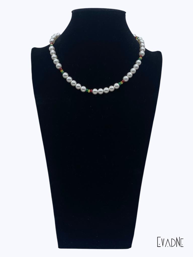Pearl + jade Rasta necklace