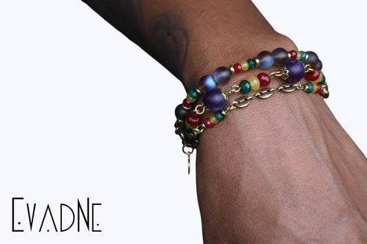 Black beads + jade Rasta bracelet
