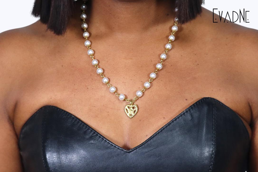 Japanese Pearl necklace with Adinkra Onyankopon charm