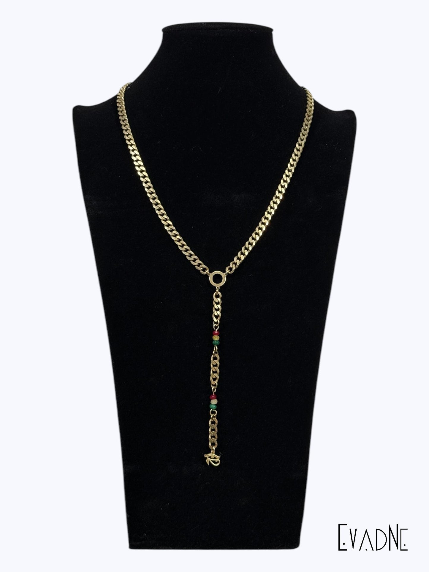 Minimalist Cuban link necklace + Eye of Horus charm