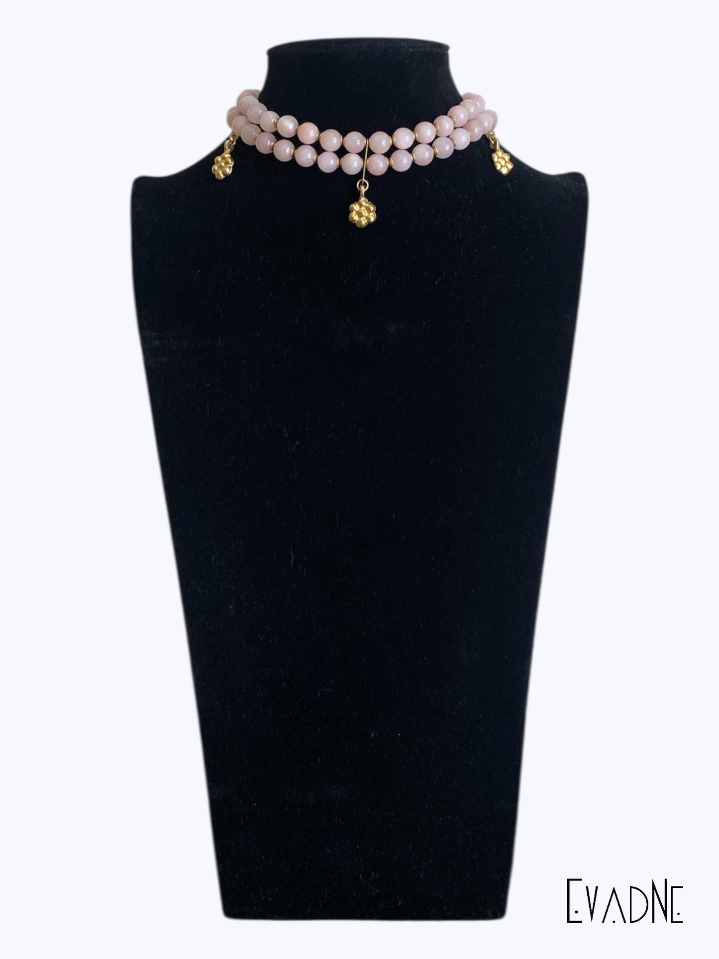 Gentle Grace Rose Quartz & Floral double strand Choker