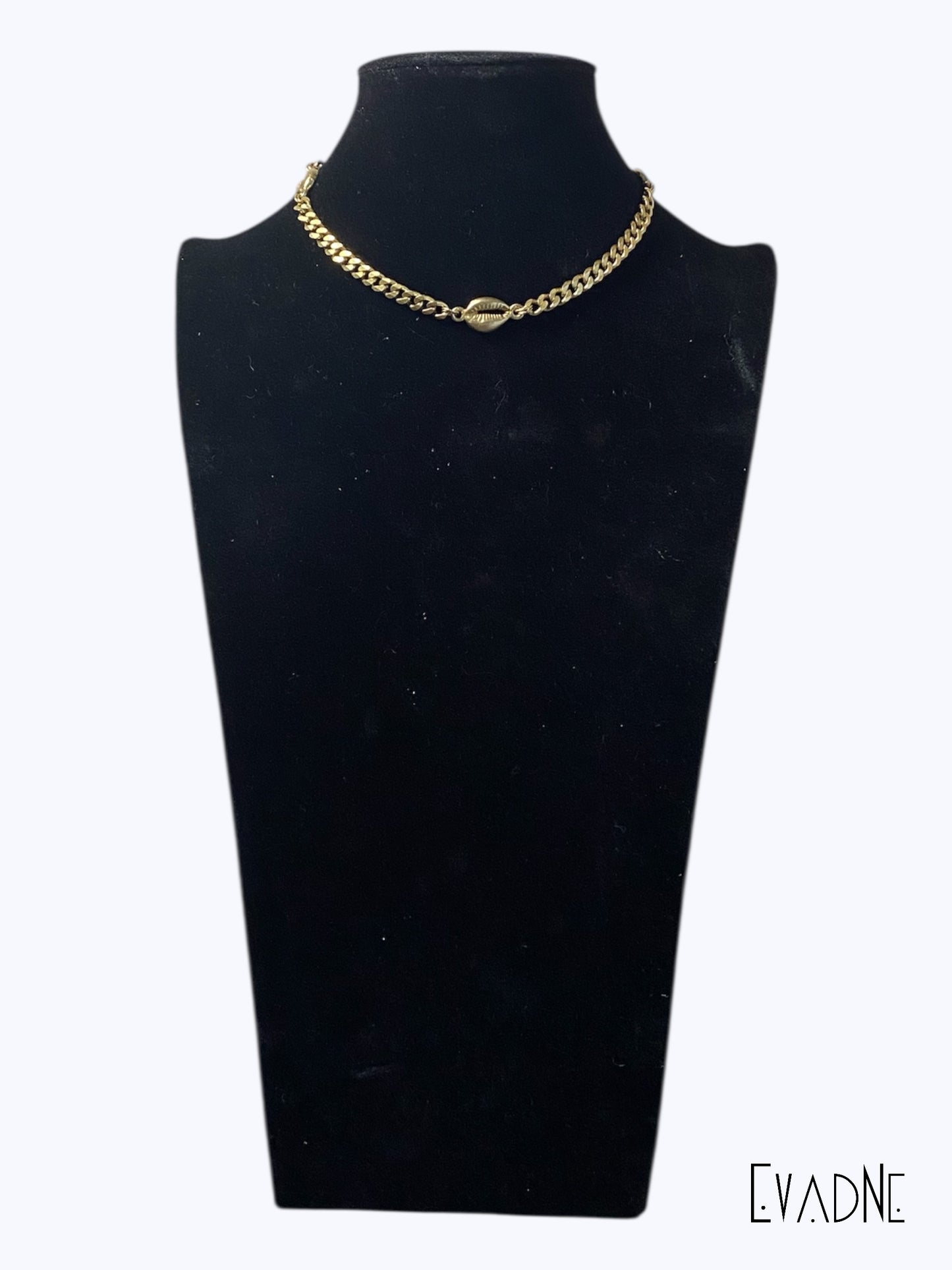 Afrocentric brass necklace with cowrie shells for prosperity