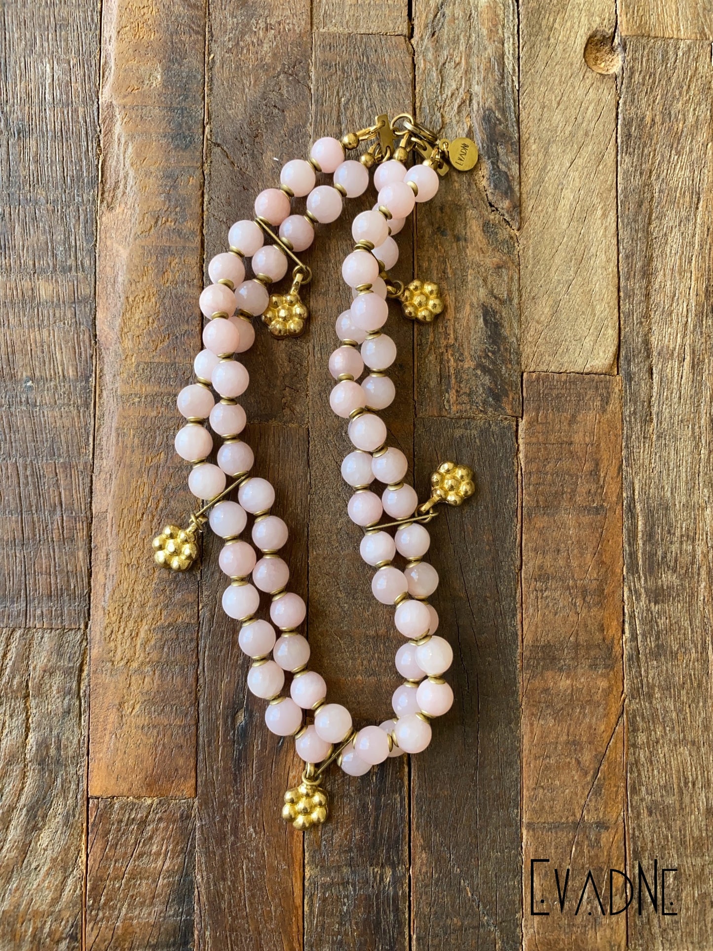 Gentle Grace Rose Quartz & Floral double strand Choker
