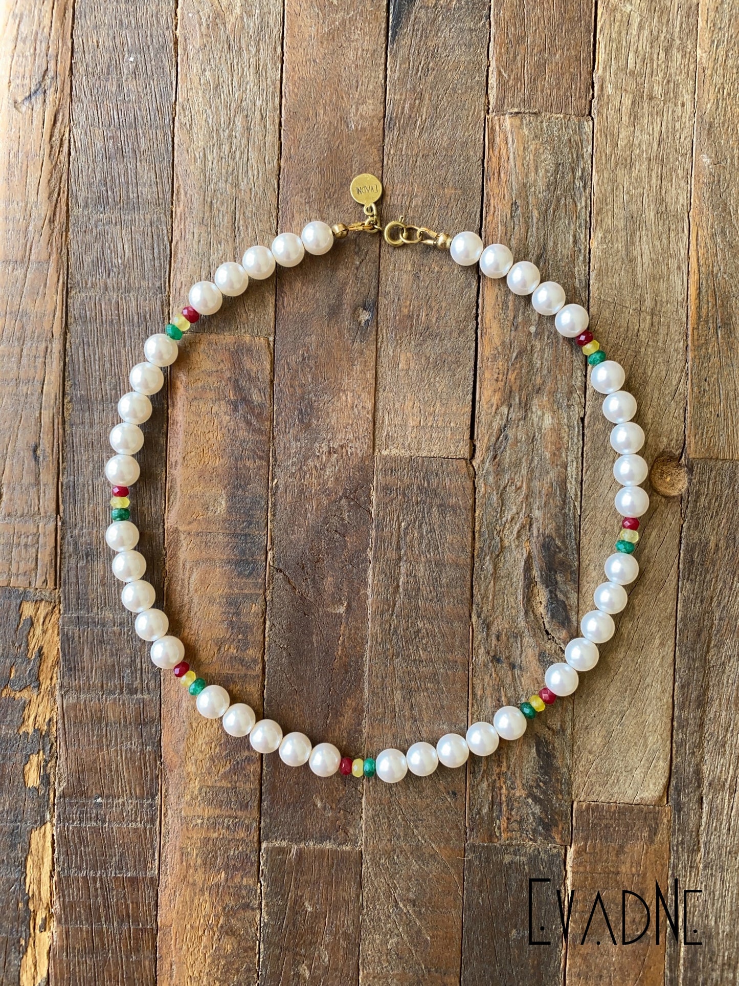 Pearl + jade Rasta necklace