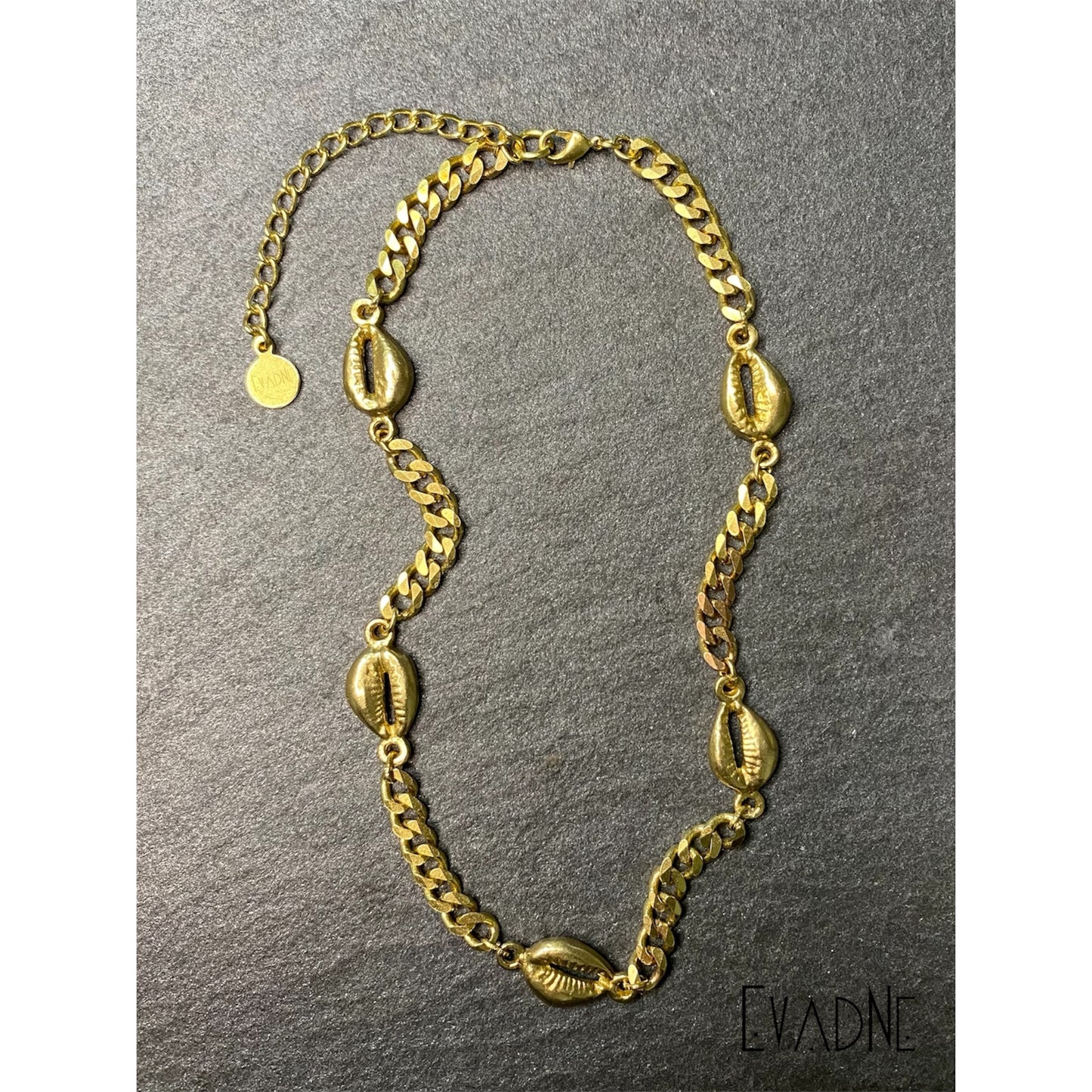 cowrie shell Cuban link necklace in brass