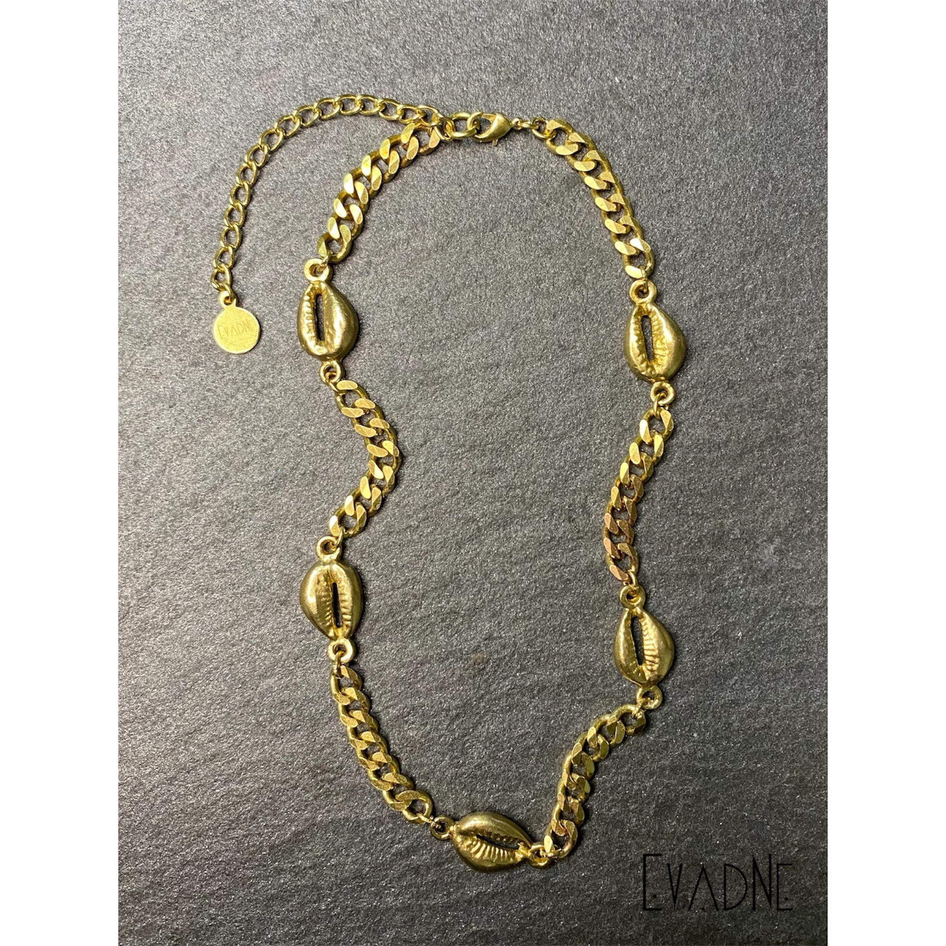 cowrie shell Cuban link necklace in brass