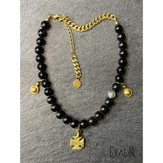 Black Tourmaline Mmusuyidee Protection Choker | Grounding & Good Fortune