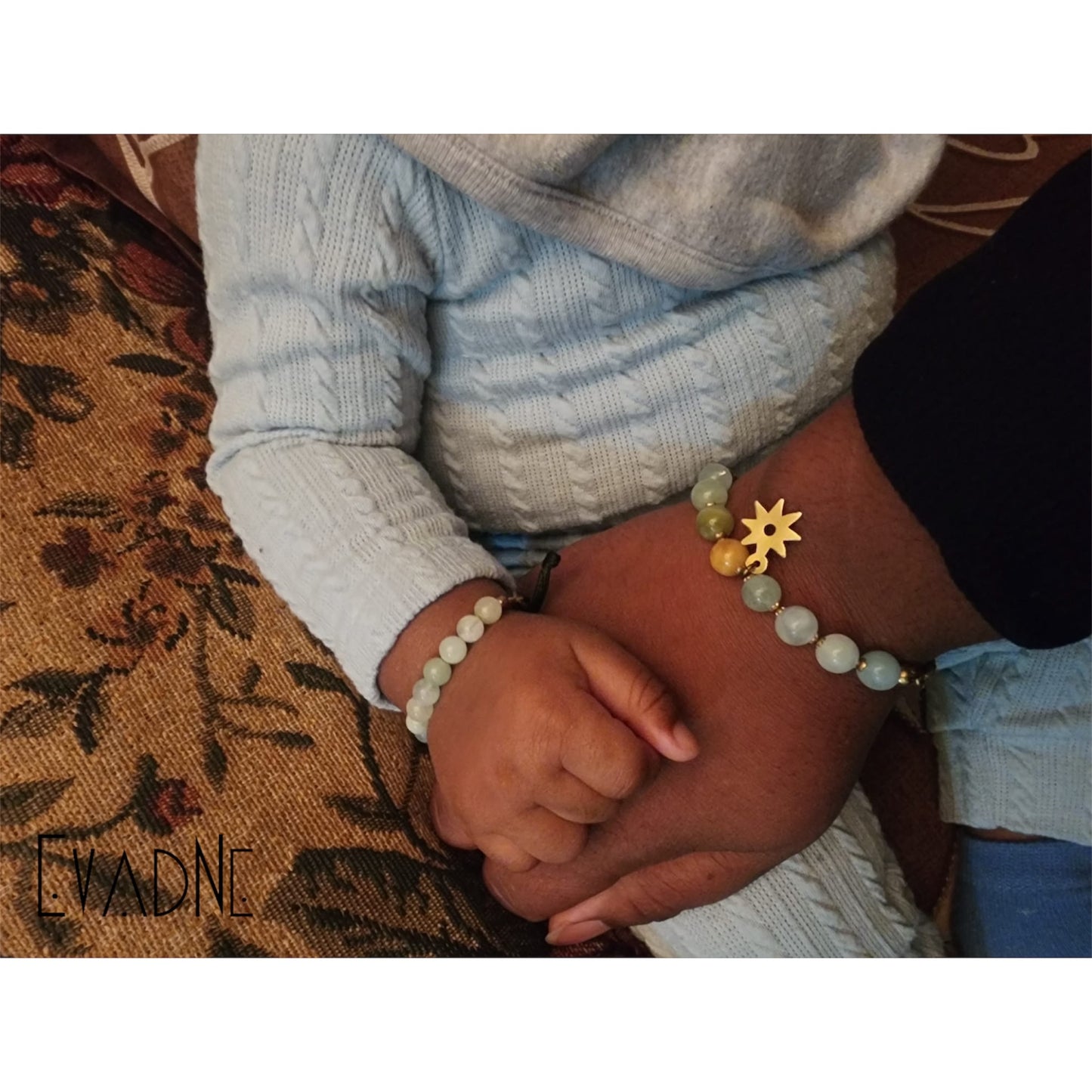 Baby & Me Beryl Bracelet Set with Adinkra Nsoromma | Protection & Divine Connection