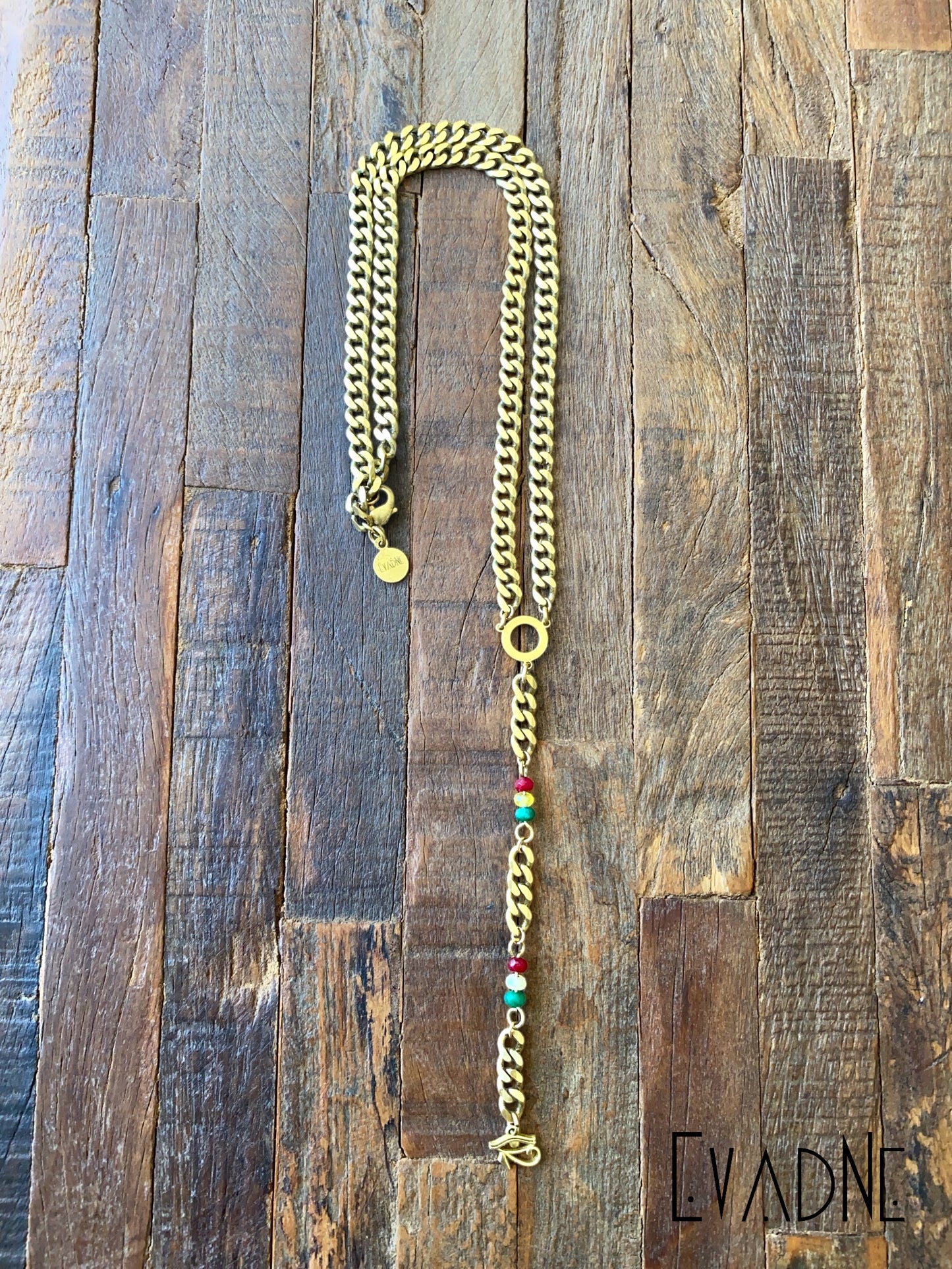 Minimalist Cuban link necklace + Eye of Horus charm