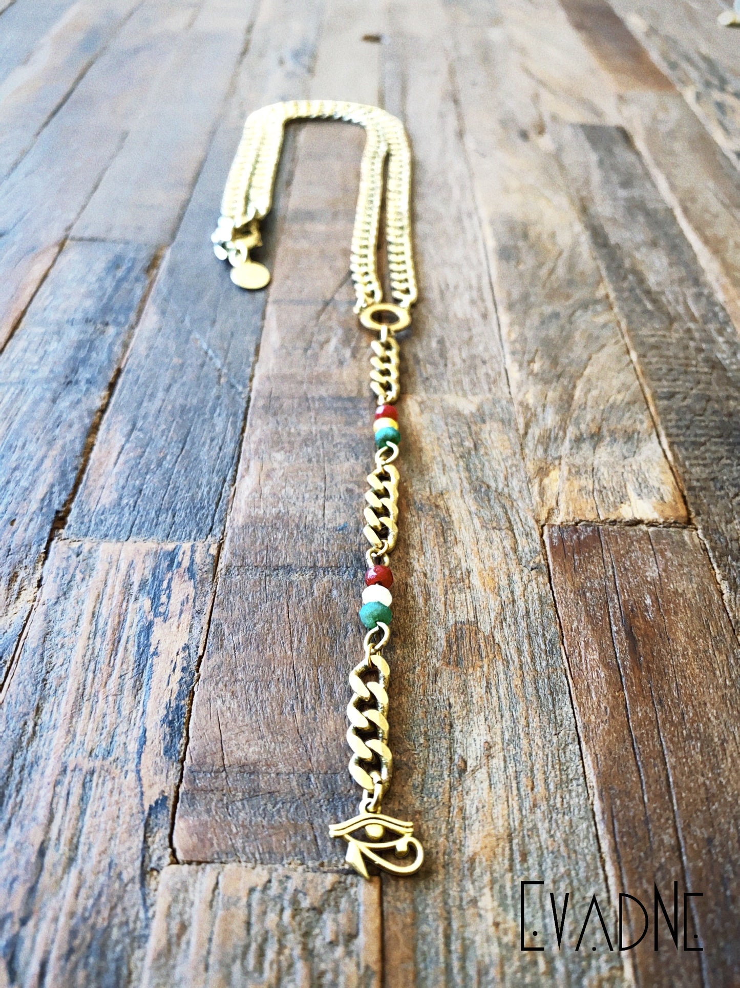 Minimalist Cuban link necklace + Eye of Horus charm