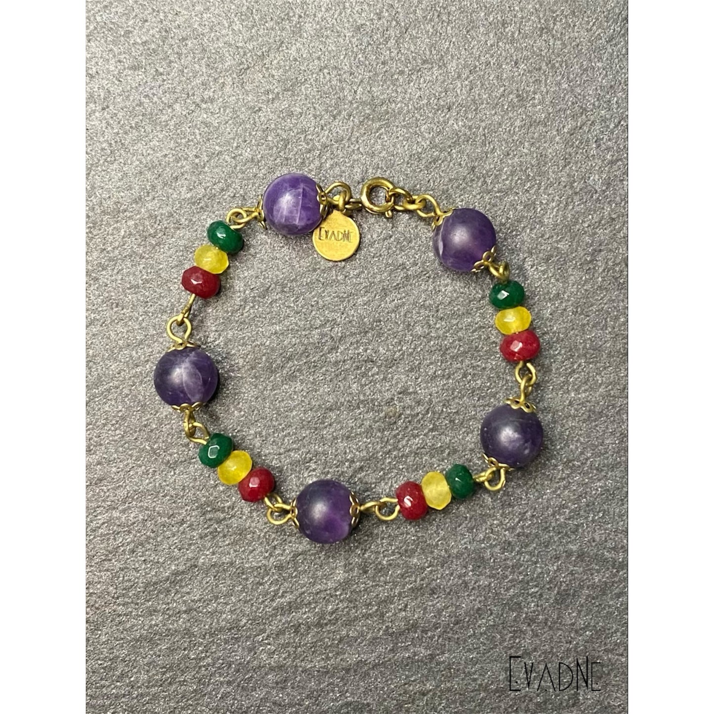 Ametyst and rasta jade bacelet