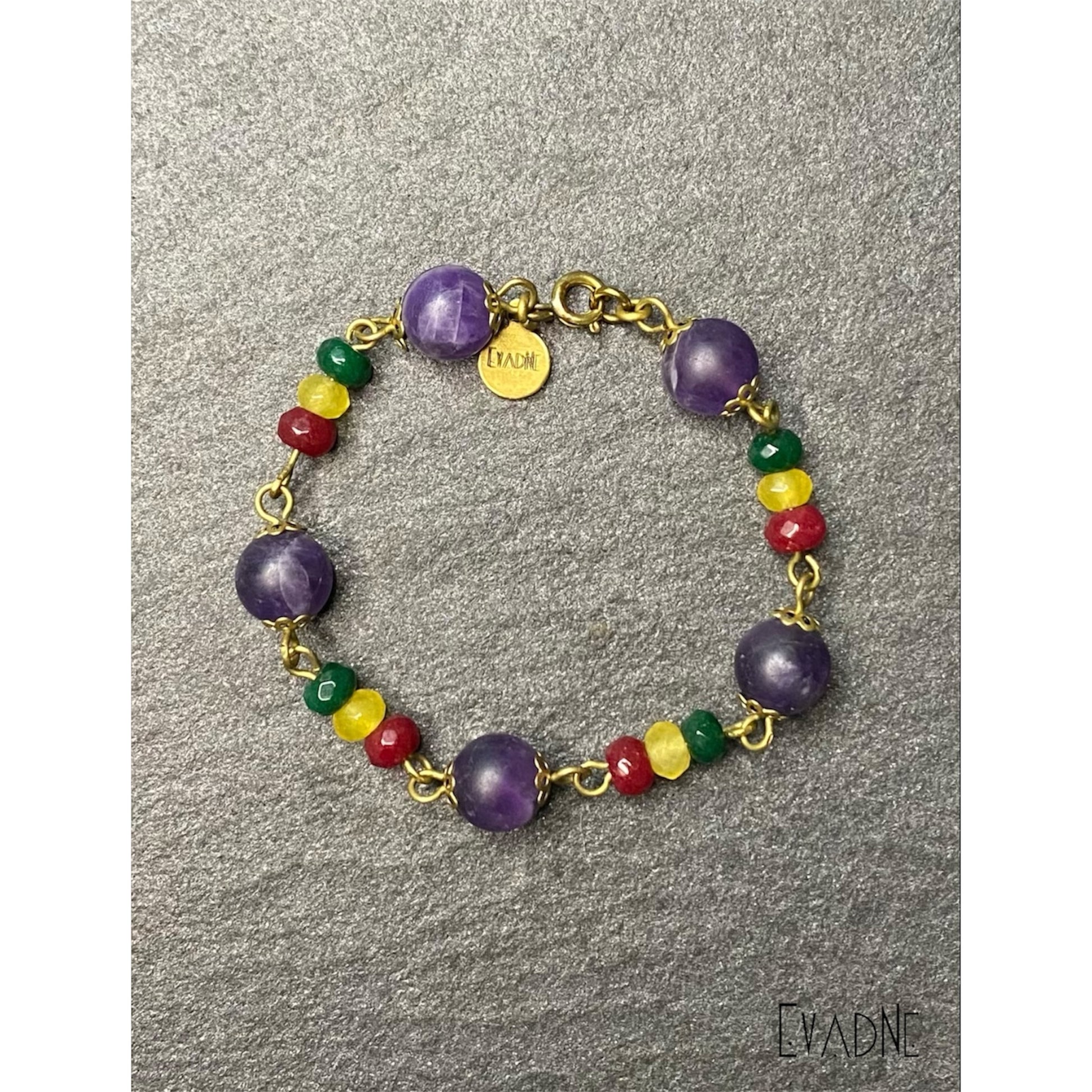 Ametyst and rasta jade bacelet