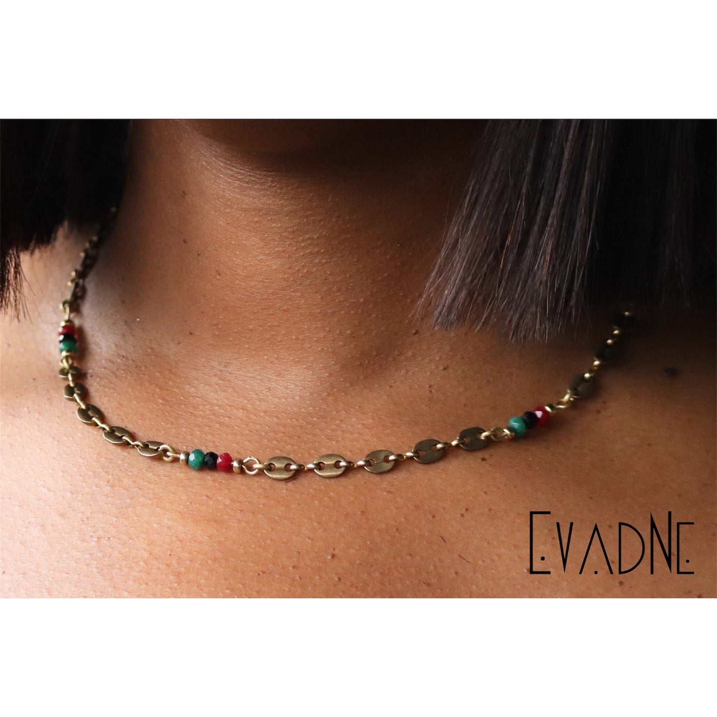 Layered Gucci link necklace worn for everyday protection