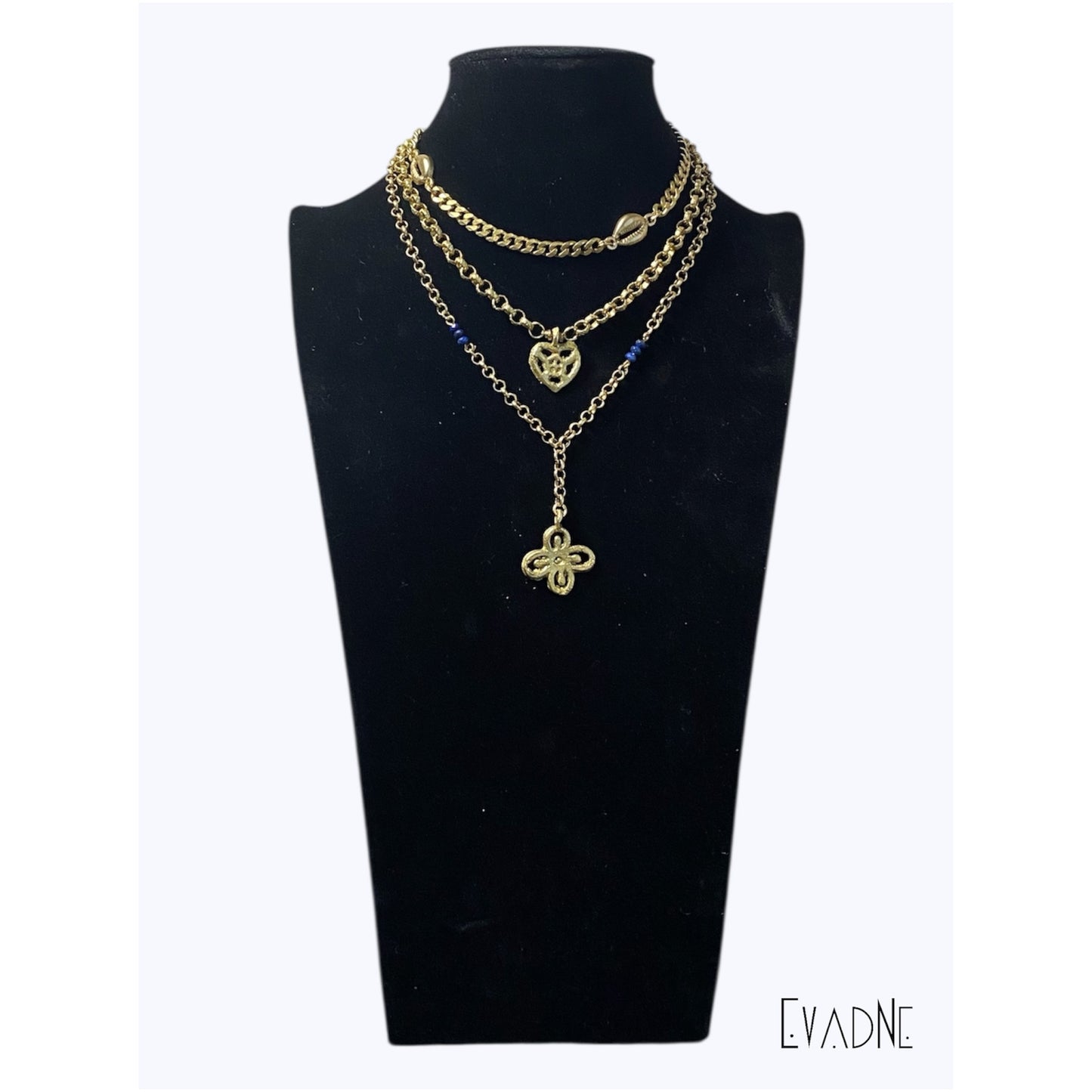 Handcrafted Adinkra symbol lapis necklace