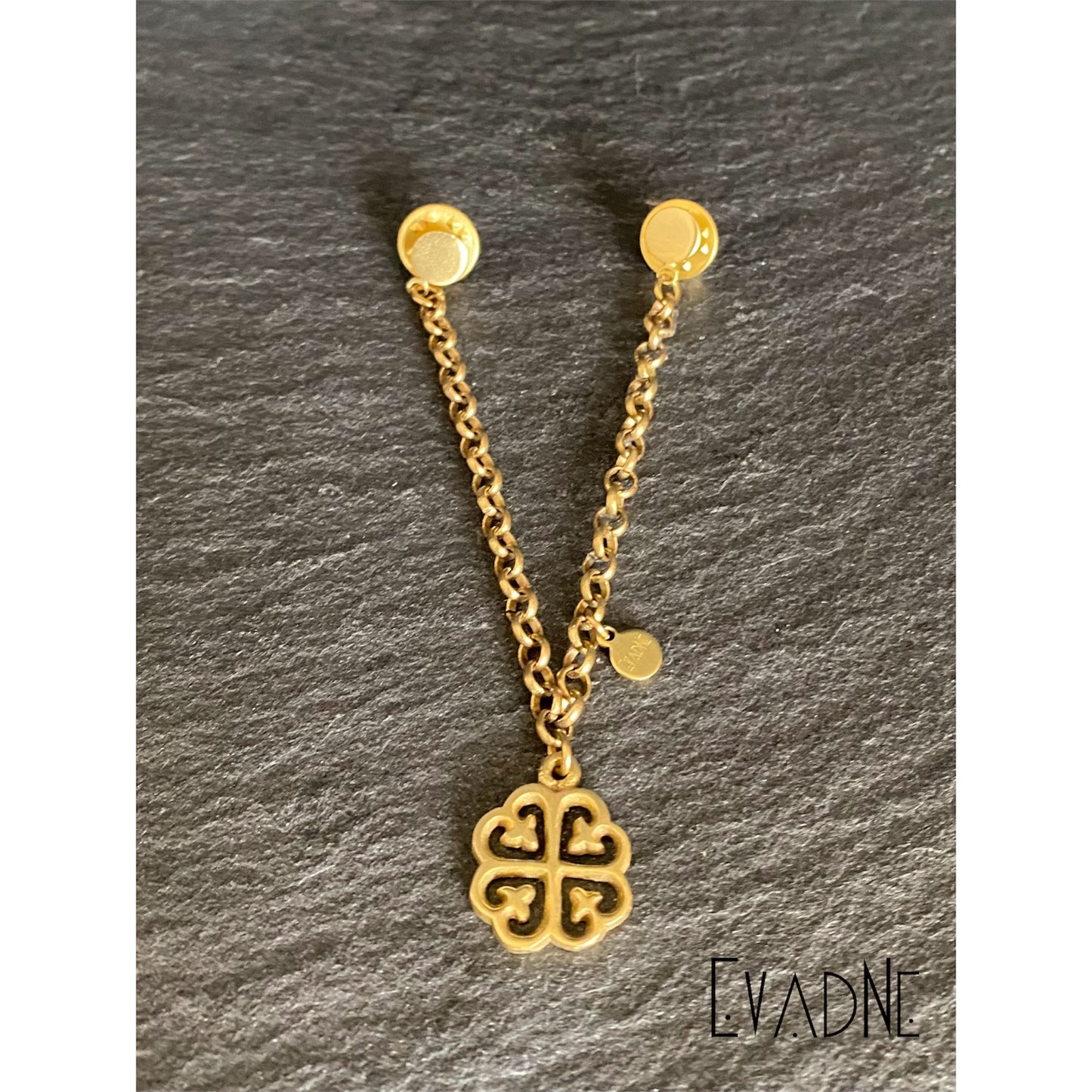 Nyame Dua Adinkra hat pin chain in gold-tone brass with rolo chain