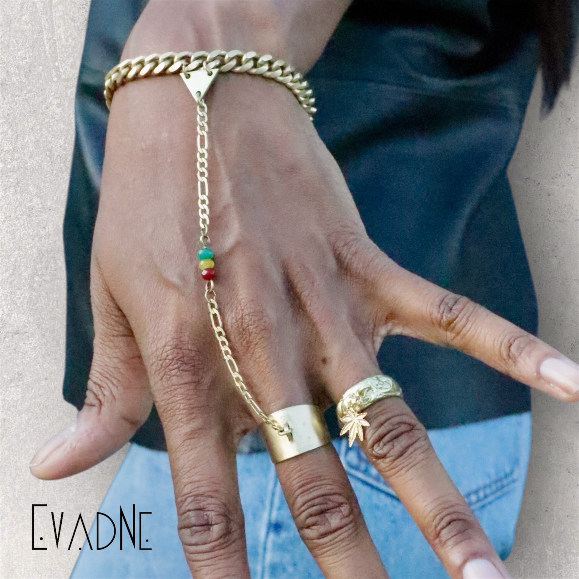 Afrocentric jade hand chain for protection prosperity and heritage