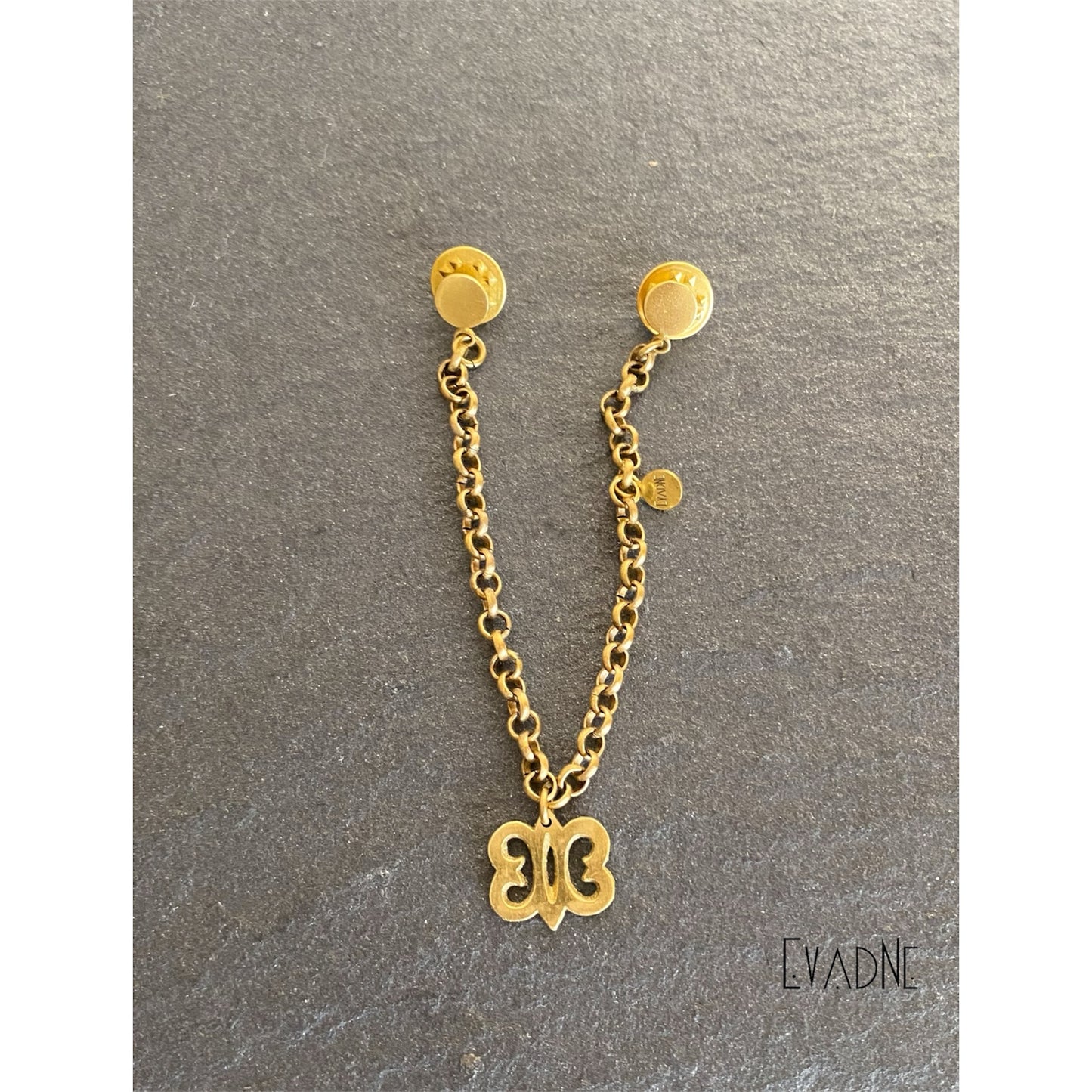 Hye Won Hye Adinkra hat pin chain in gold-tone brass with rolo chain