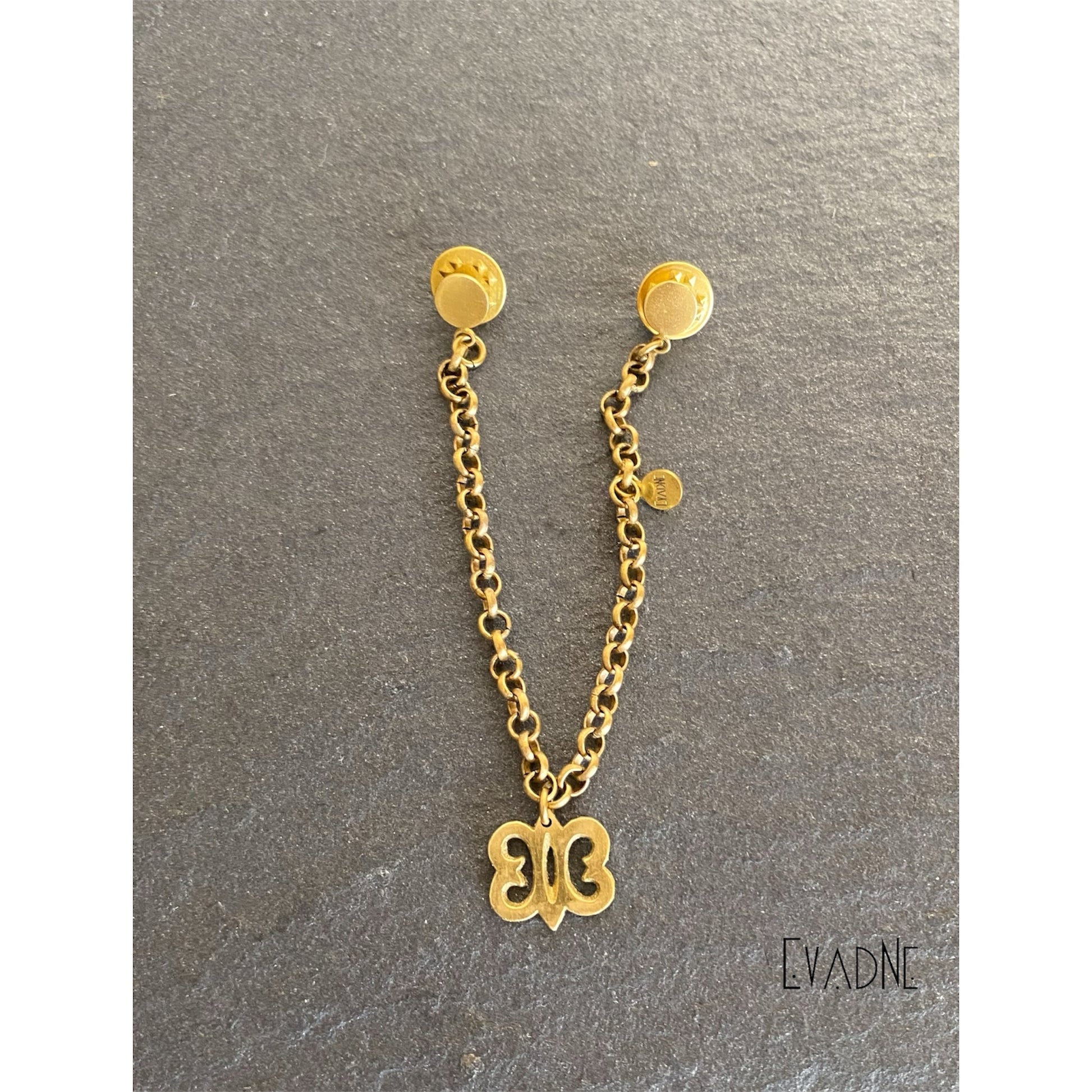 Hye Won Hye Adinkra hat pin chain in gold-tone brass with rolo chain