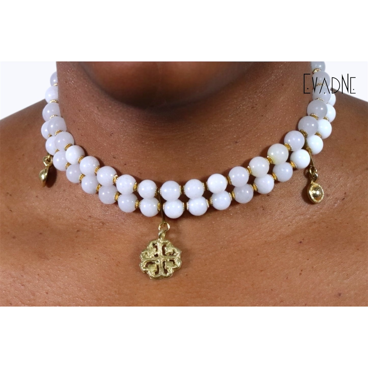 handcrafted white jade choker for peace and divine protection