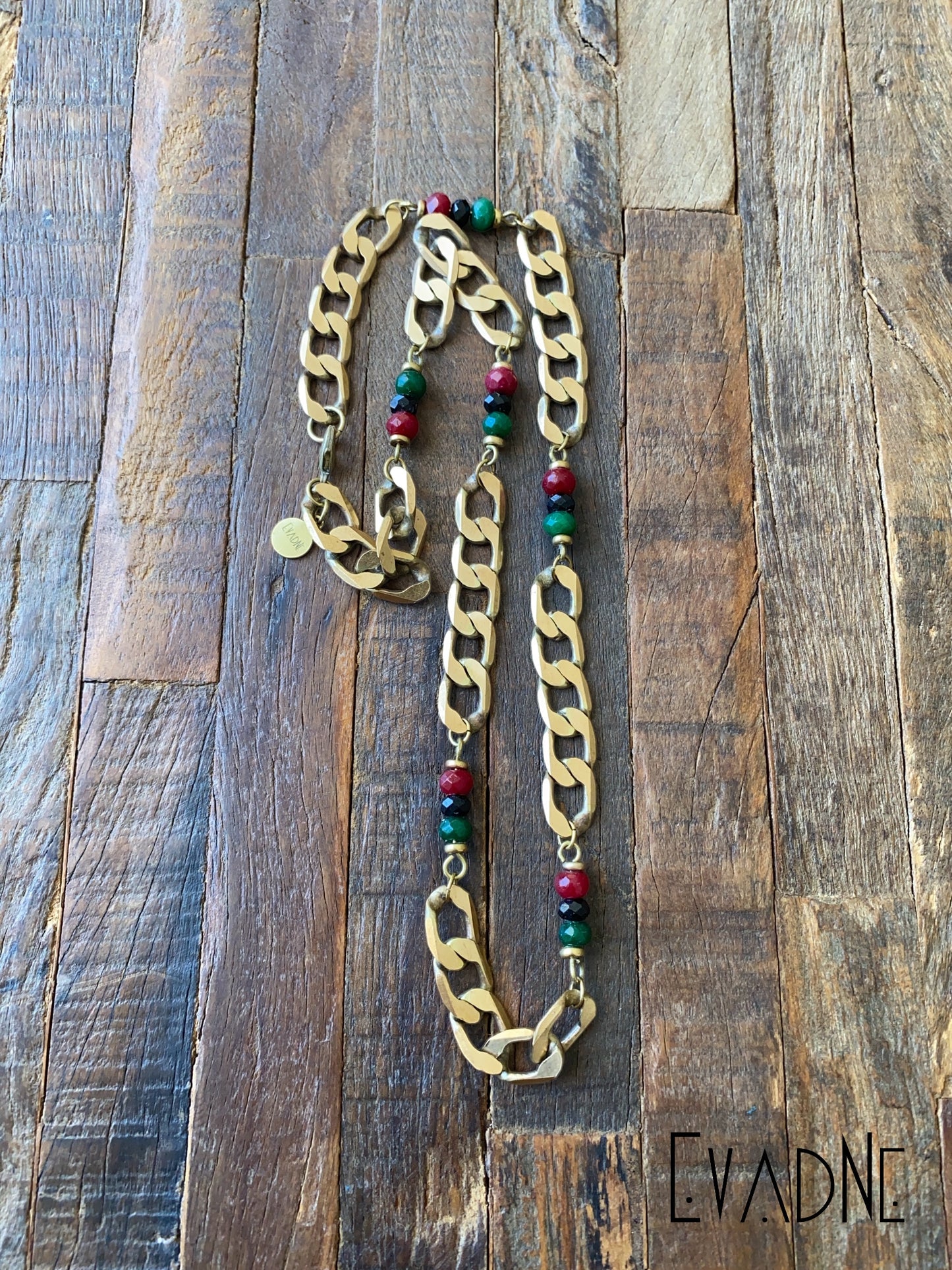 Legacy Links Vintage brass + jade chain