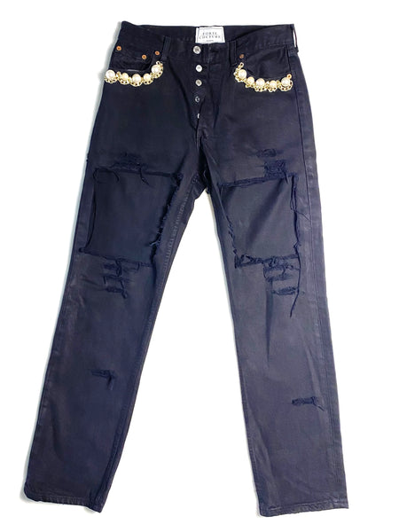Forte Couture Italy Embellished Black Jeans