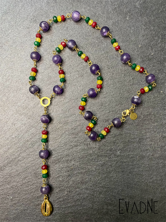 Amethyst + Cowrie Rasta Rosary