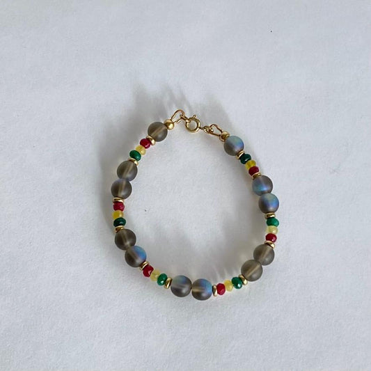 Black beads + jade Rasta bracelet