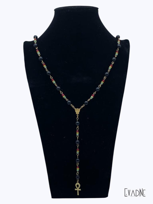 Black Nile -- Agate + jade Rasta Rosary