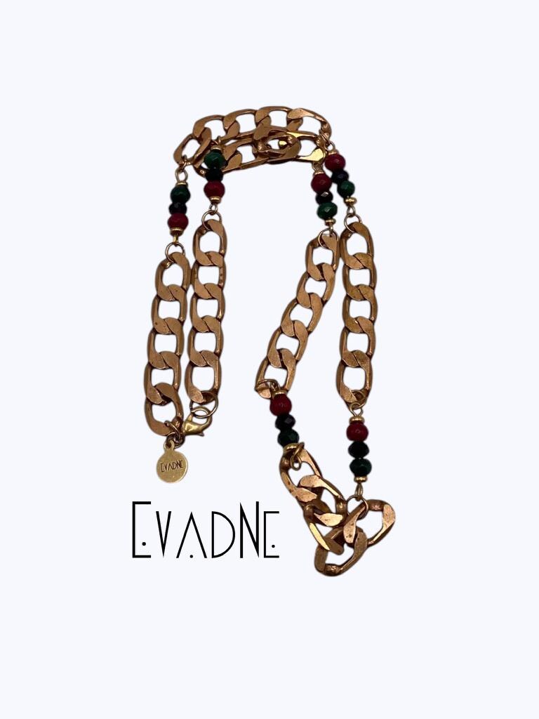 Legacy Links Vintage brass + jade chain