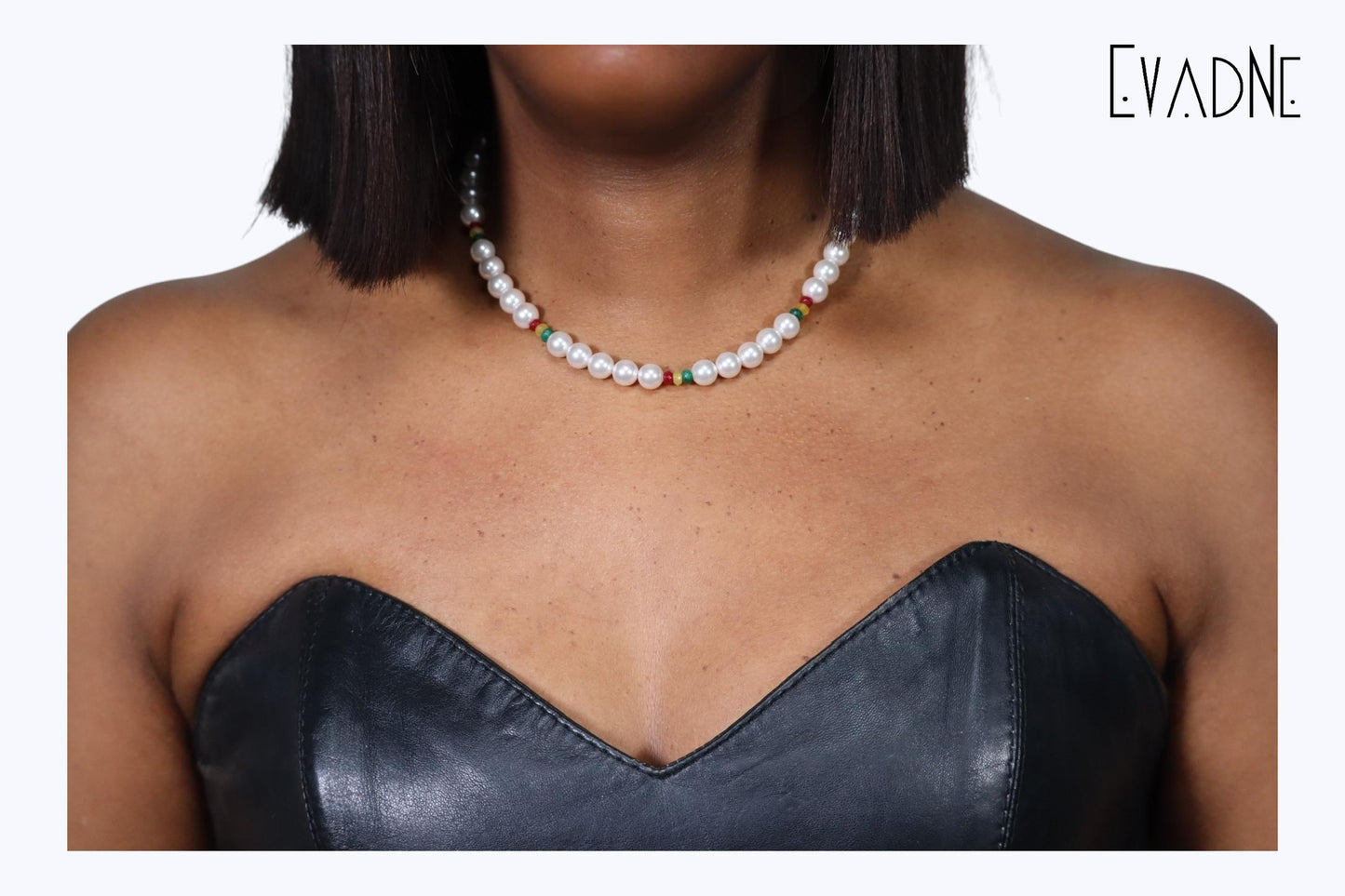 Pearl + jade Rasta necklace