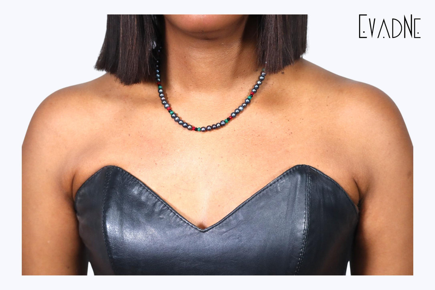 Divine Frequency Black Pearl + jade necklace