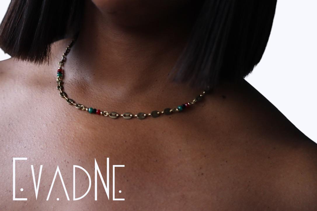 Delicate Brass Gucci Link Necklace with RBG-Inspired Jade Accents