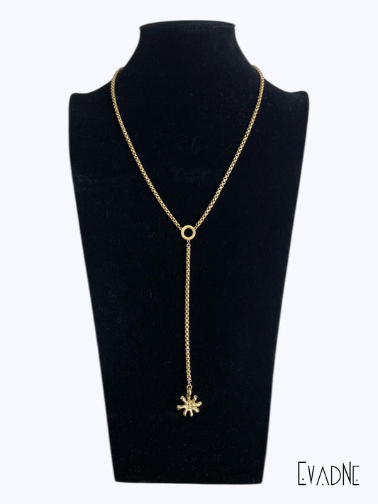 Balance Beam Necklace -- Brass Lariat + Adinkra  Ananse charm