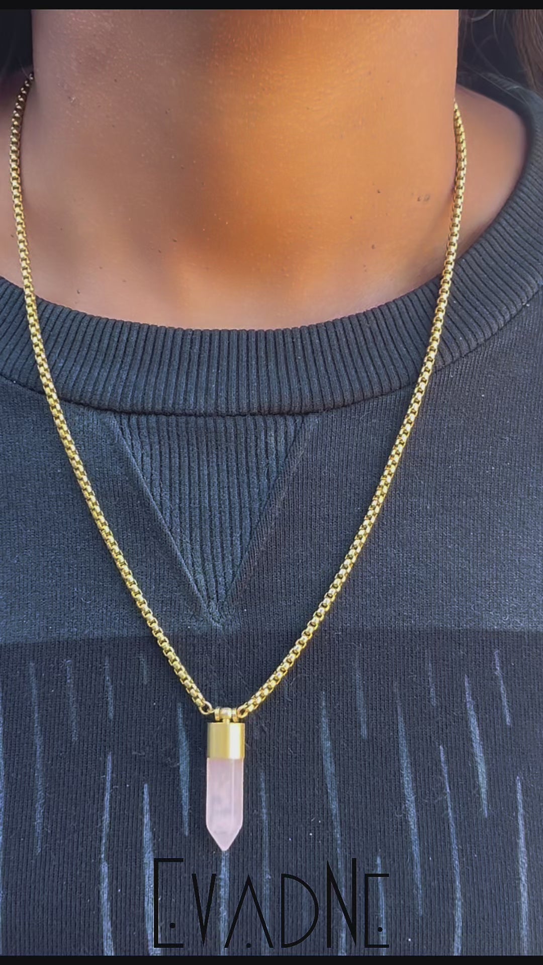 rose quartz love and healing necklace worn daily