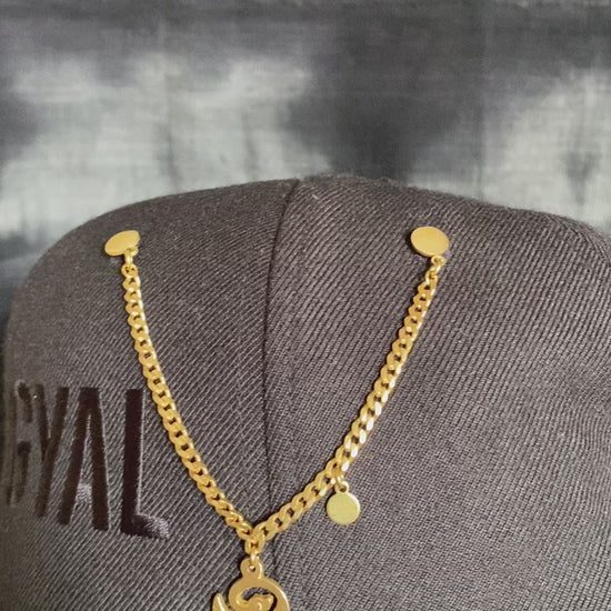 Handmade gold brass hat pin chain with secure clasps