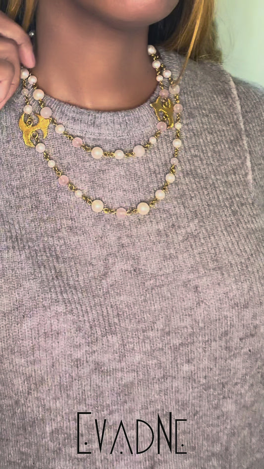 Akoko Nan Pearl & Rose Quartz Necklace
