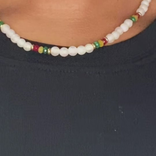 Agate and jade rasta necklace 