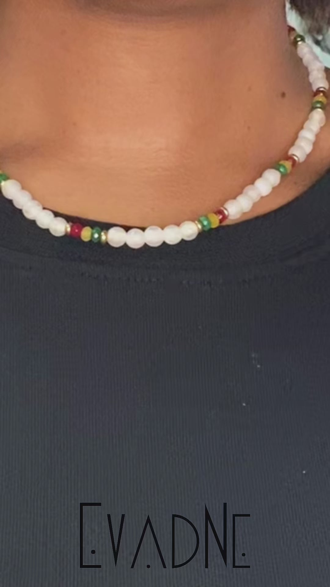 Agate and jade rasta necklace 