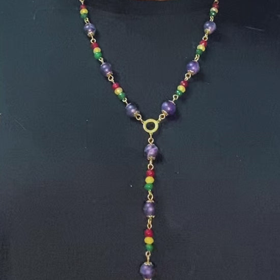 layered amethyst jade rosary worn as sacred ritual jewelry