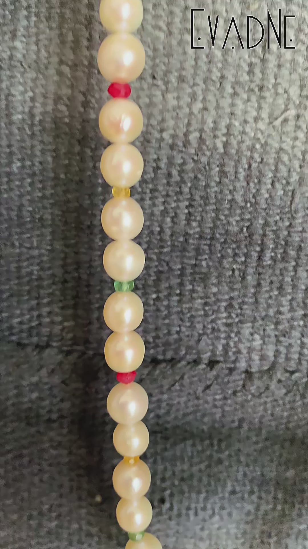 handcrafted pearl necklace with multigem accents