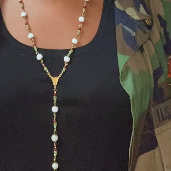 Layered agate jade rosary worn as sacred ritual jewelry