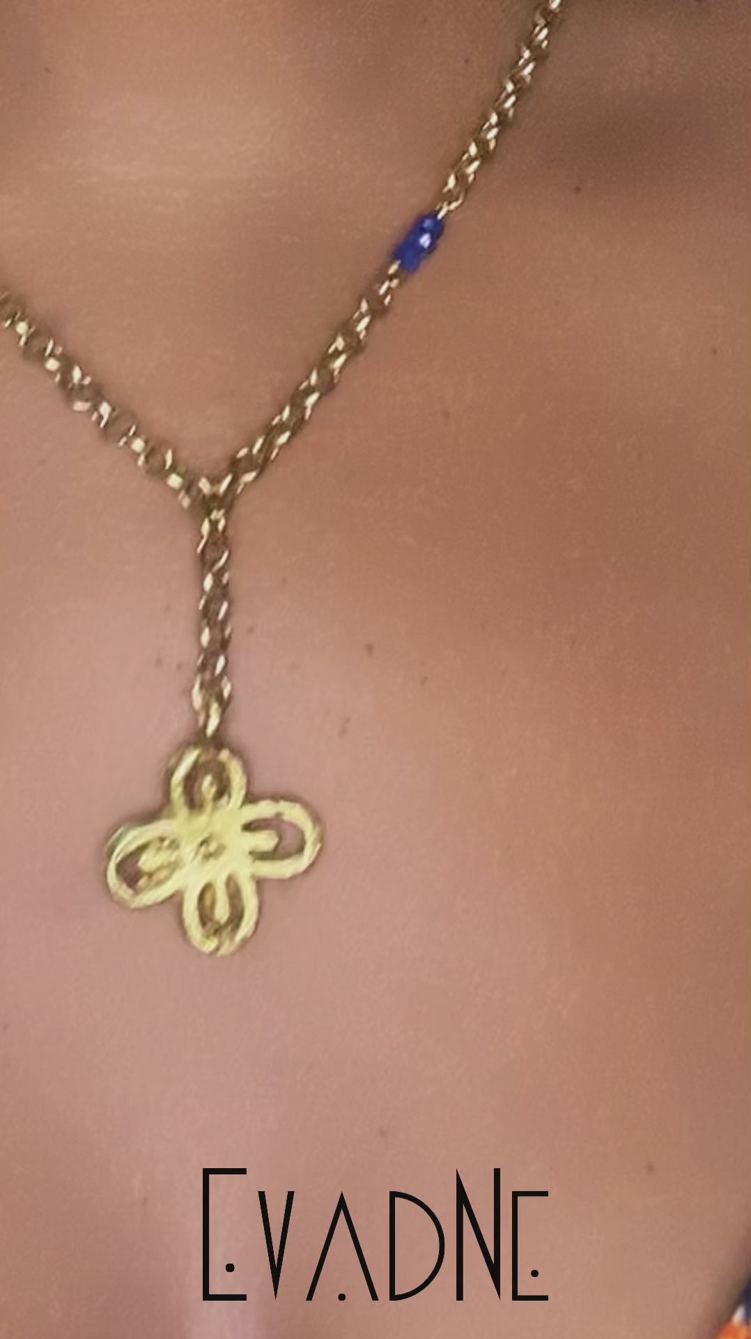 Lapis lazuli necklace with Bese Saka Adinkra charm
